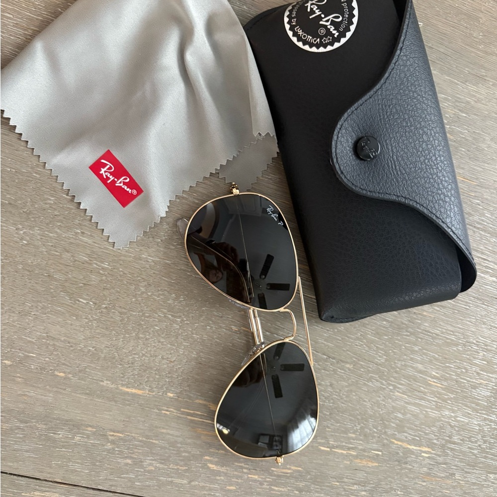 Ray-Ban Gold and Black Aviator Sunglasses